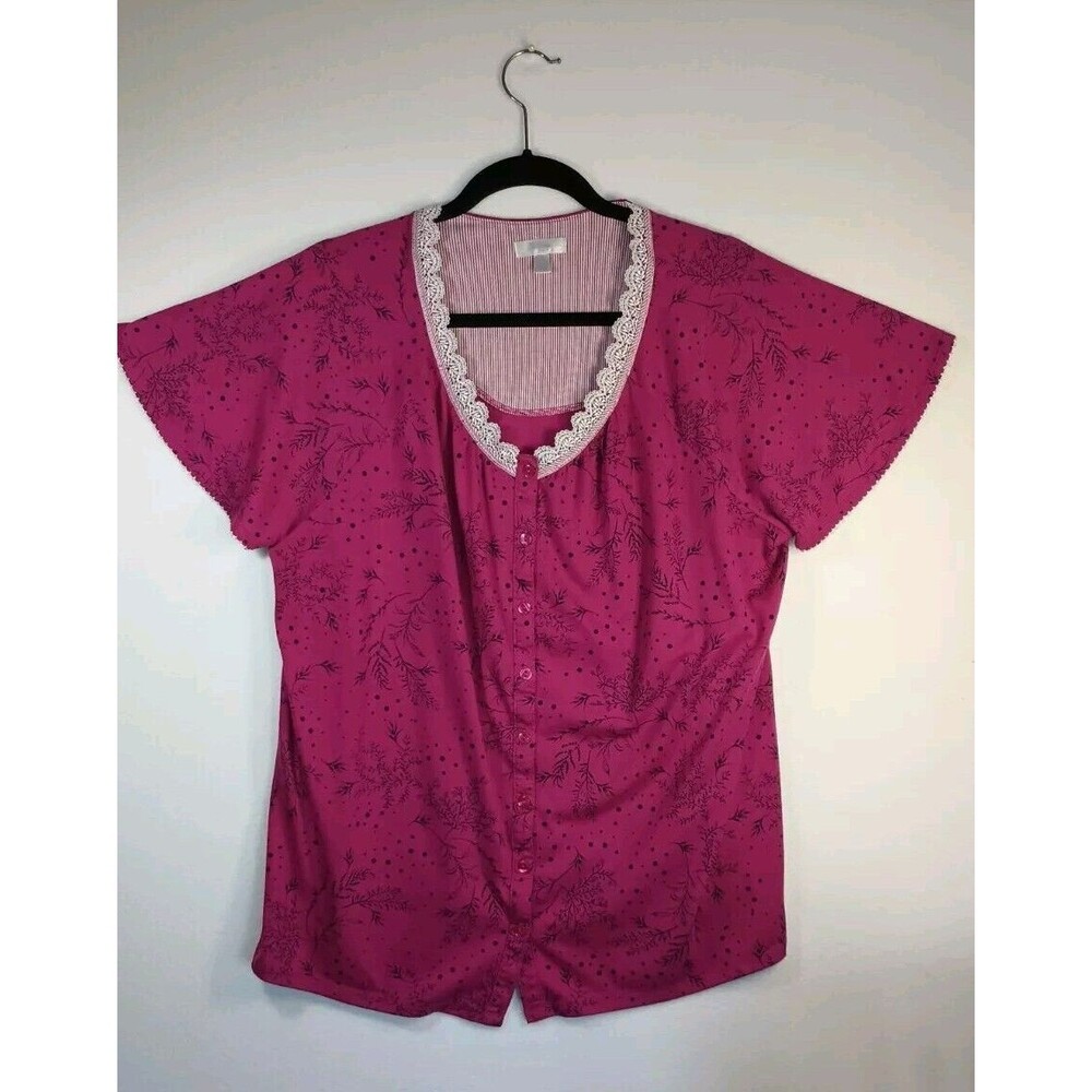 Womens Pajama Shirt Secret Treasures Short Sleeve - Size 2X (18W-20W)